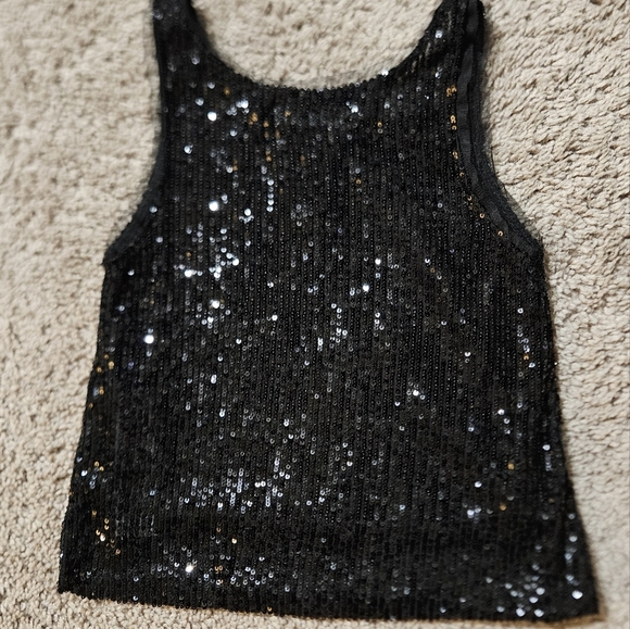Zara Black Sequin Tank Top - Picture 3 of 11